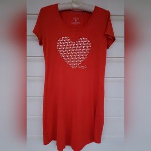Victoria's Secret Red Silver Heart Stars Cotton Nightgown!